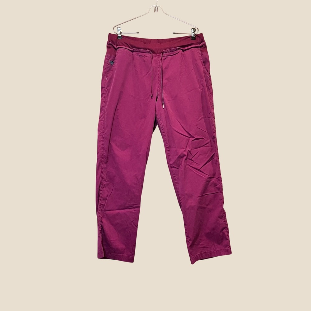 Med Couture Scrub Pants Women Large Fuchsia EZ Flex Yoga Waist Straight Leg Work